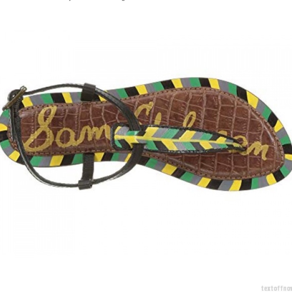 NWOB SAM EDELMAN Gigi 5 Black Painted Geo Sandals